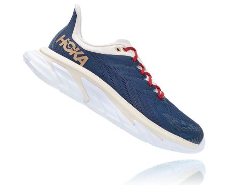 Hoka One One Clifton Edge - Tenis Corrida Estrada Mulher Azul Anil | PT-cxQyvUx